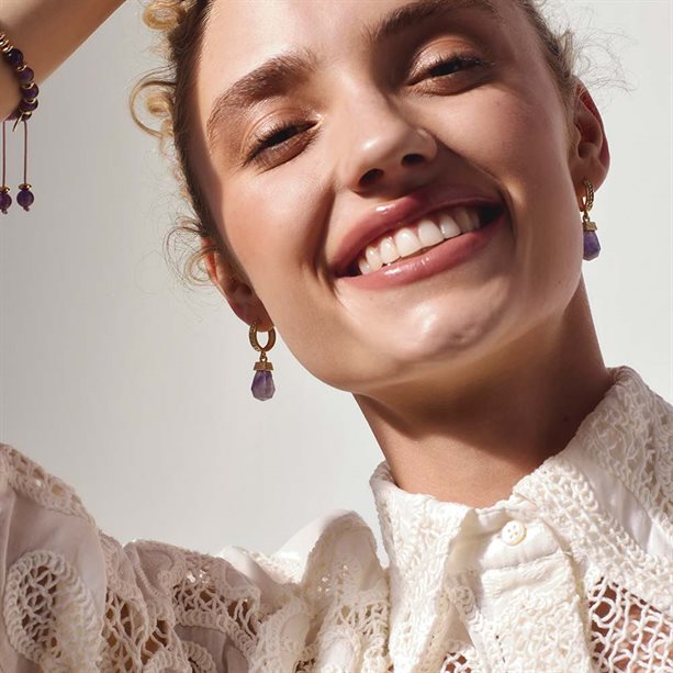 Avon Seren Semi-Precious Hoop Drop Earrings