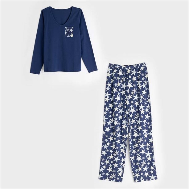 Avon Floral Starfish Long Sleeve Straight Leg PJs